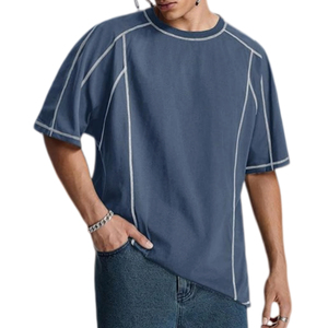 เสื้อยืดผู้ชายทรงปกติ สีดำ แขนสั้น คอกลม แต่งขอบตัดกัน สไตล์สตรีท ผ้าคอตตอนเจอร์ซีย์ ระบายอากาศได้ดี น้ำหนัก 260 กรัม พิมพ์ลายซิลค์สกรีน - Product Image 3