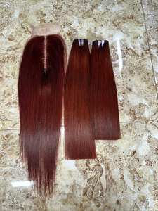 ผมต่อทรงตรงสีเบอร์กันดีทำจากกระดูกผมมนุษย์สองชั้นแบบมีฝาปิด - Product Image 2