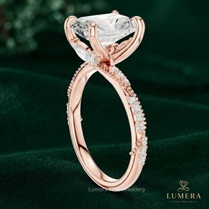 Exquisito Anillo de Diamantes Solitario de Oro, Elegante Banda Infinita Trenzada de Cuatro Puntas, Anillo de Lujo para Regalo de Aniversario - Product Image 3