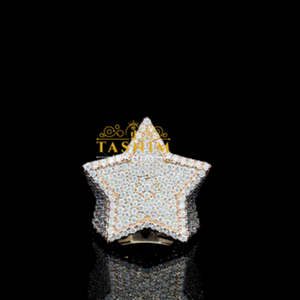Bague de cocktail TASNIM en argent 925 plaqué or rose avec moissanite VVS en forme d'étoile pour homme, sertie à griffes, taille brillant rond, luxe - Product Image 1