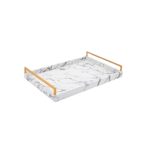 Superior Quality Decorative Marble Tray With Gold Metal Handles Restaurant <b>Home</b> And <b>Home</b> Tableware Serving Tray - Product Image 1