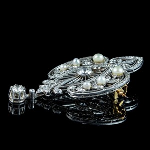 Broche Antique Édouardienne Française Belle Époque en Argent 925 avec Diamant de Laboratoire 2 Carats Sertie à Griffes Certifiée IGI – Cadeau de Mariage pour Femme et Homme - Product Image 3