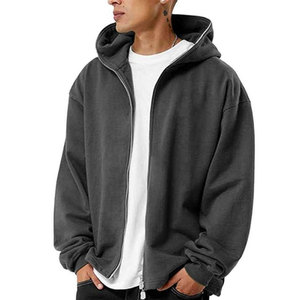 Sudaderas con capucha y sudaderas de felpa gruesa 100% algodón para hombre, de manga larga, con estampado personalizado, serigrafía, cierre completo con cremallera, estilo oversize. - Product Image 1