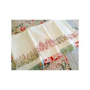 Élégant torchon de cuisine 100% coton durable 18x28 pouces 210 GSM OEM ODM gris rayure bordure broderie florale boucle de suspension pour la maison - Product Image 5