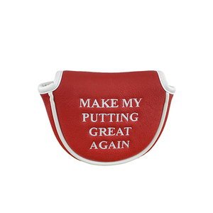 SOSH4 Red PU Leather Waterproof Putter Headcover with Leaf Pattern Make My Putting Great Again Solid Color <b>Golf</b> Club Cover - Product Image 1