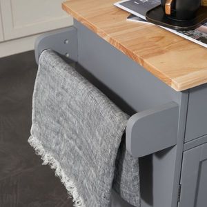 รถเข็นรับประทานอาหาร 2 ประตู 1 ลิ้นชัก ไม้ยางพารา MDF สีเทาพ่นสี 99.5*40*85.5 ซม. เกาะครัวและรถเข็น - Product Image 6