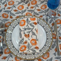 Nappe ronde en coton et lin à imprimé floral, design classique, lavable, pour usage domestique