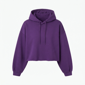 เสื้อฮู้ดดี้โอเวอร์ไซส์สีชมพูสำหรับผู้หญิง แขนยาว ทรงหลวม ไหล่ตก สไตล์ครอป เหมาะสำหรับฤดูใบไม้ร่วง - Product Image 2
