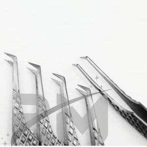 Pince à épiler professionnelle RMI pour extensions de cils, haute qualité, logo personnalisable, poignée lisse/diamantée - Product Image 6