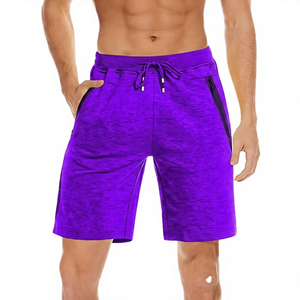 Pantalones cortos tipo bermuda de punto de color liso para hombre con cordón en la cintura y bolsillos, ropa informal - Product Image 2