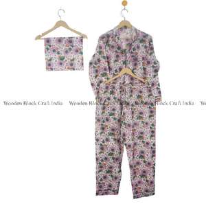 Ensemble de pyjama 3 pièces en coton 100 % naturel pour femme, style vintage, chemise d'été, avec boutons et dentelle florale, tenue de nuit confortable, rangement inclus - Product Image 6