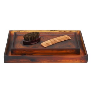 Juego de Baño de Resina Marrón de Lujo, Dispensador de Jabón Recargable, Organizador de Encimera para Hogar, Hotel y Baño Moderno - Product Image 5