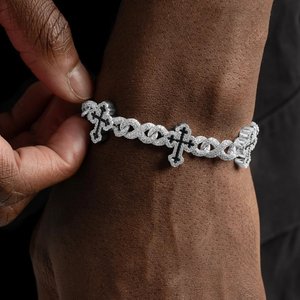 Bracelet à maillons en diamant de créateur, argent sterling 925, bijoux de luxe, accessoire élégant et scintillant, cadeau - Product Image 4