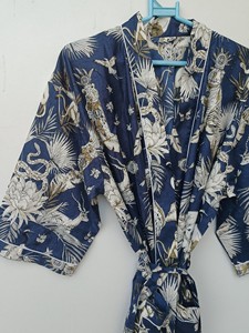 Blue Animal print Women <b>Robe</b> Cotton Kimono Cover Up Casual Summer <b>Beach</b> Wrap Boho <b>robe</b> <b>Beach</b> wear <b>robe</b> Block printed Kimono - Product Image 3