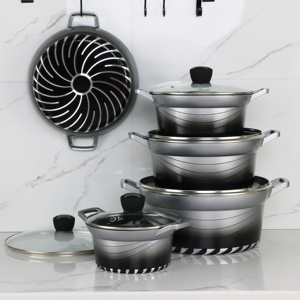 Luxury Non Stick Cooking Set With Copper Infused Coating Multi Layer Durable Construction Oven Safe Pots And <b>Pans</b> - Product Image 6