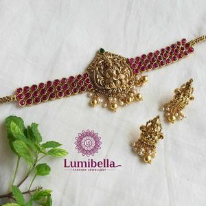 <b>Ruby</b> Kemp Choker <b>Necklace</b>-Fashion Jewelry Set - Product Image 1