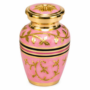 Beautiful Maroon Brass Flower Engraved Eco-Friendly Mini <b>Keepsake</b> Urn <b>for</b> Storage Funeral <b>Ashes</b> - Product Image 3