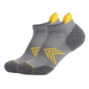 Ankle <b>Socks</b> Gray Yellow Geometric Pattern Breathable Knitted for Running Adults Summer - Product Image 4
