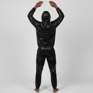 OEM Body Building Men's Sauna Suit <b>Weight</b> Loss Gym Home Use Polyester Fiber Long Sleeve <b>Training</b> Silvery Sauna Jacket Pant Set - Product Image 4
