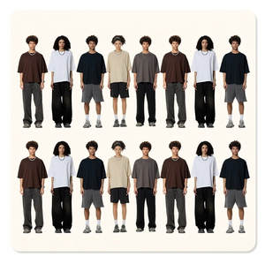 Customised Men's Blank <b>Box</b> Cut Tee T Shirt 220 Gsm Heavyweight Cotton TShirt Oversized <b>Drop</b> Shoulder Boxy Fit Crop T-shirt Men - Product Image 5