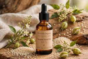 Huile Vierge de Sésame 100% Pure de Haute Qualité, Biologique, Pressée à Froid, Huile Porteuse pour Soins de la Peau Anti-Âge, Fournisseur HIMVEDA ORGANIC Inde - Product Image 4