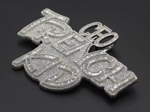 Fully Iced Out Letter <b>Pendant</b> Solid 925 <b>Silver</b> Hip Hop Customized <b>Initial</b> VVS Moissanite Custom Name Letter <b>Pendant</b> For Gifts - Product Image 2