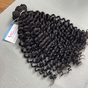 Extensions de cheveux bouclés bruts en gros, double épaisseur, pointes épaisses, souples et rebondissantes, couleur noir naturel, prêtes à être expédiées - Product Image 1