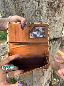 ใหม่กระเป๋าสตางค์ผู้หญิงทำจากผมแท้แบบซ่อนกระเป๋าสตางค์หนังแบบพับสองชั้นมีซิปกระเป๋าคลัทช์พิมพ์ลายสัตว์ขนสัตว์ - Product Image 6