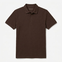 Camisa de Golf Casual para Hombre, Color Marrón Sólido, 100% Algodón, Transpirable, Manga Corta, Logotipo Personalizado Disponible al por Mayor