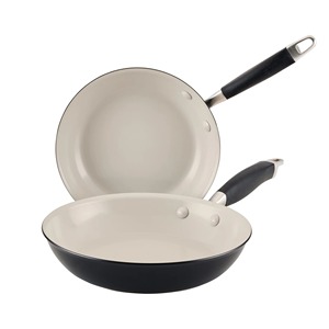 Round Ceramic Non-Stick Frying Pan Set Aluminum Construction Stainless Steel Handle Minimalist Design <b>For</b> Gas And <b>Induction</b> - Product Image 5