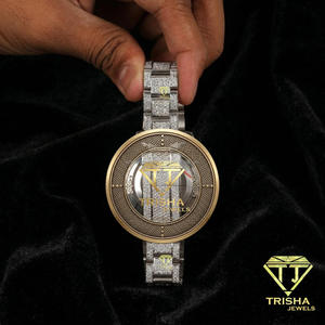 Luxury Iced Out Fashion Watch With Crystal Detailed Silver Bracelet Gold Tone Bezel Elegant Dial Premium Wristwatch - Product Image 5