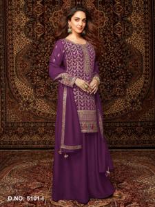 Premium Embroidered Modern Indian <b>Women's</b> Chinon Semi-Stitched Plazzo <b>Suit</b> Party Wear - Product Image 5