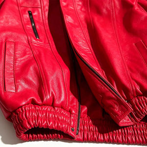 Custom Men's High Quality Cow Skin Leather Boxy Jacket Winter Oversized Coat High Neck Front <b>Zip</b>-<b>Fastening</b> Pocket Jacket for Men - Product Image 3