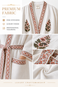 Bata Kimono de Algodón con Estampado Artesanal de Jaipur, Bata de Baño Floral Tipo Waffle, Bata Larga para Mujer, Bata de Dama de Honor, Ropa de Estar por Casa y de Dormir - Product Image 6