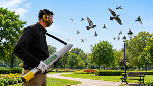 Canon manuel léger en acier inoxydable massif, écologique, pour l'extérieur, conçu pour effrayer les oiseaux et prévenir les nuisibles - Product Image 1