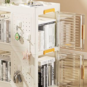 4 Tier Rolling Storage Bookcase with <b>Large</b> Capacity Storage <b>Bins</b> Mobile Multifunction Utility Organize Cart - Product Image 2