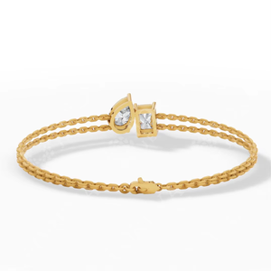 IGI Certified Lab Grown Diamond Toi Et Moi <b>Bracelet</b> | Pear & Emerald Cut Double Strand 10K Gold Luxury Fine Jewelry For Women - Product Image 6