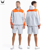 Precio al por mayor: Conjunto de 2 piezas con logo personalizado, sudadera con media cremallera y pantalón corto, corte ajustado, ropa deportiva informal de otoño para hombre