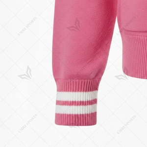 Women's Pink Knitted <b>Cardigan</b> V-Neck Full Sleeve Preppy Style <b>With</b> <b>Pockets</b> 100% Acrylic Single Breasted Casual Wear - Product Image 3