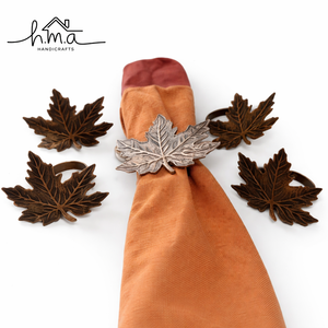 Antique Finish Brass Maple Leaf Napkin Rings <b>Set</b> Elegant <b>Dining</b> <b>Table</b> Decor <b>Rustic</b> Wedding <b>Table</b> Napkin Holder Accessories - Product Image 1
