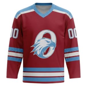 Men <b>Red</b> Sublimated Ice Hockey Jersey Shorts Set Polyester V Neck Printed Sports Uniform Match Training Team Wear Apparel - Product Image 5