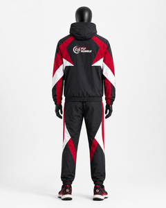 Ensemble de survêtement sportif Fly Humble pour homme, coupe-vent, respirant, en polaire, avec col montant et blocs de couleur noir, rouge et blanc - Product Image 6