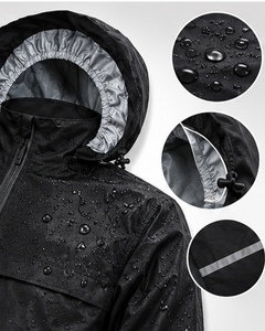 Ensemble imperméable pour homme, noir, % polyester, léger, personnalisable, veste et pantalon à manches longues, pour toutes les saisons, en plein air - Product Image 2