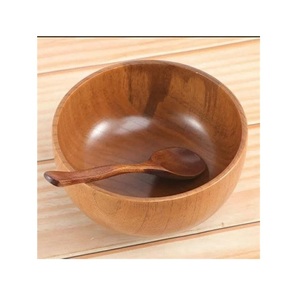 Bol décoratif en bois d'acacia pour le rangement des fruits, la présentation de salades et les accents naturels pour une ambiance chaleureuse à table - Product Image 1
