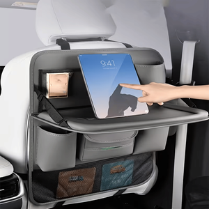Borsa Portaoggetti per Sedile Posteriore Auto in Pelle PU di Alta Qualità, Vassoio Pieghevole da Scrivania con Supporto per Telefono Touch Screen - Product Image 1
