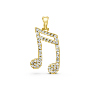 Colgante <span class=keywords><strong>de</strong></span> Nota Musical <span class=keywords><strong>de</strong></span> Diamantes Estilo <span class=keywords><strong>Hip</strong></span> <span class=keywords><strong>Hop</strong></span> en Oro Amarillo Sólido <span class=keywords><strong>de</strong></span> 14K con Certificación IGI, 0.36 CT.T.W, Símbolo Musical, Joyería Fina, Regalo - Product Image 6