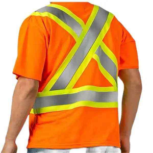 Camisa de Seguridad Reflectante Naranja para Hombre, Cuello Alto, Manga Corta, Transpirable, Informal de Verano, 100% Poliéster - Product Image 2