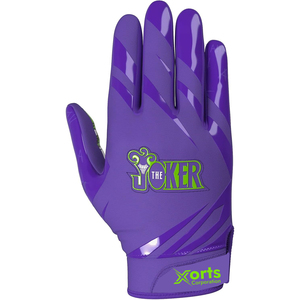 ถุงมือรับบอลอเมริกันฟุตบอล XORTS XC-AFG703 รุ่น Custom Joker สีม่วง พร้อมซิลิโคนกันลื่น ปิดด้วยแถบตีนตุ๊กแก เหมาะสำหรับใช้งานกลางแจ้ง - Product Image 2