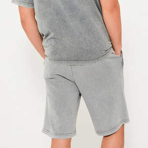 Ensemble de shorts de sport pour homme, coupe confortable, style streetwear, couleur unie, logo personnalisable, respirant, sans cordon de serrage, effet délavé. - Product Image 4