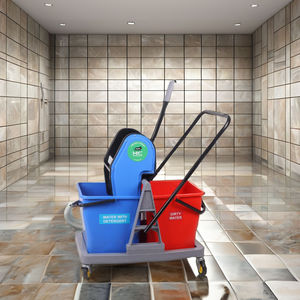 Double Bucket Cleaning Trolley with <b>Mop</b> Wringer and Wheels Floor Cleaning Cart for Hotel Office Commercial Use - Product Image 2